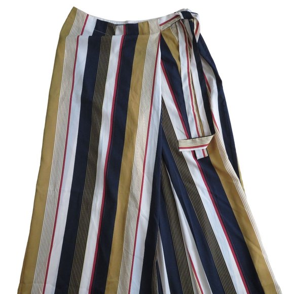 Forever 21 Contemporary Pants XL Wide Leg Palazzo Striped Navy Cream NWT - Picture 5 of 10